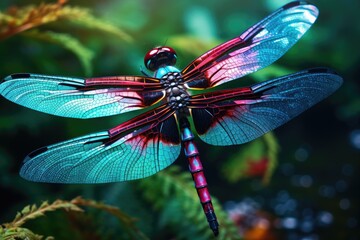 Beautiful bright Dragonfly high resolution HD large format not blurry (AI Generator)