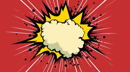Yellow Comic Boom Explosion Cloud Artwork for a Colorful Pop art. Visual Dynamism. Old fashioned comic book icon for punch word - obrazy, fototapety, plakaty