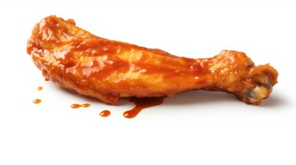 AI generated illustration of a close-up of a cooked chicken wing with a red ketchup sauce