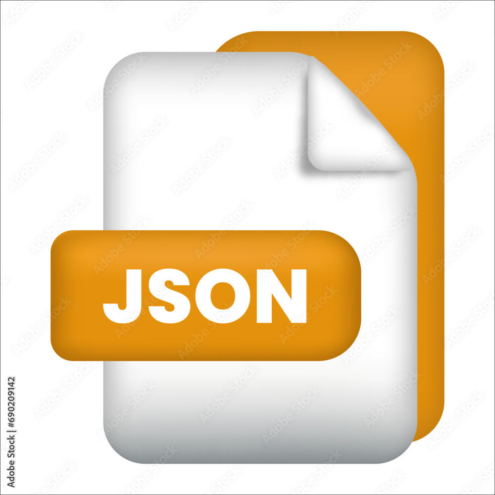 Fototapete json file format icon. json file format 3d render icon on white background. json file format documen