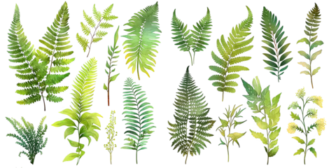 Fotobehang  fern watercolor illustration clipart. Generative AI © Dian