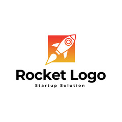 Rocket launch logo vector template. Creative rocket flight startup fly launch vector logo design