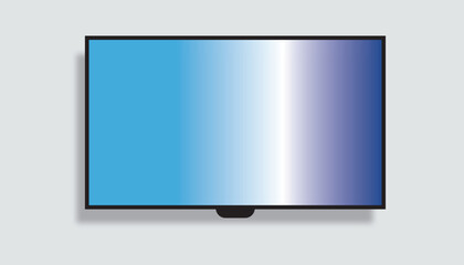 4K TV flat screen lcd or oled, plasma, realistic illustration, White blank monitor mockup. wide flatscreen monitor hanging on the wall.