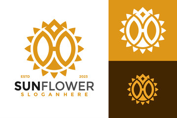 Letter H Sun Flower Logo design vector symbol icon illustration