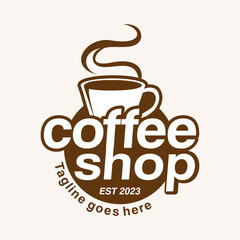 coffee shop logo for cafe and coffee cup