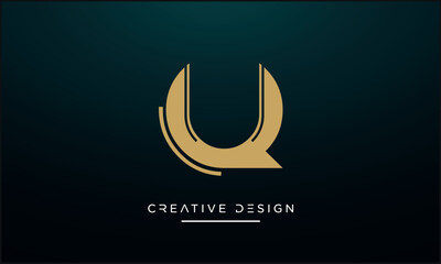 Obraz premium Alphabet letters QU or UQ logo monogram