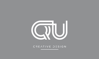 Alphabet letters QU or UQ logo monogram