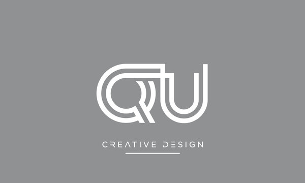 Alphabet letters QU or UQ logo monogram