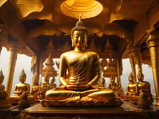 golden buddha statue thai culture temple, traditional thai architecture, thailand historical sites, ancient thai temples, buddhist temple photography, thai cultural landmarks, thai traditional art