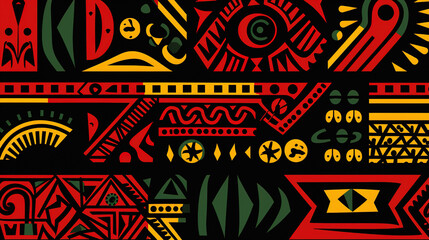 African art pattern on black background
