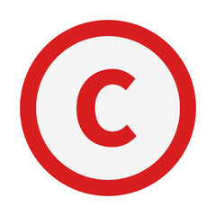 Copyright Symbol In Red Circle Line Shape For Trademark Legal Intellectual Property
