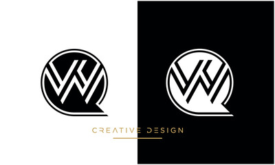 Alphabet letters QW or WQ logo monogram