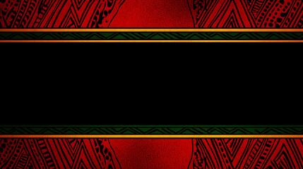 African art pattern on black background with copy space