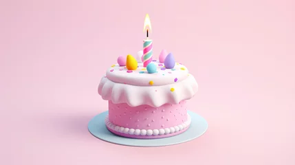 Fotobehang Cute little 3d birthday cake © 天下 独孤