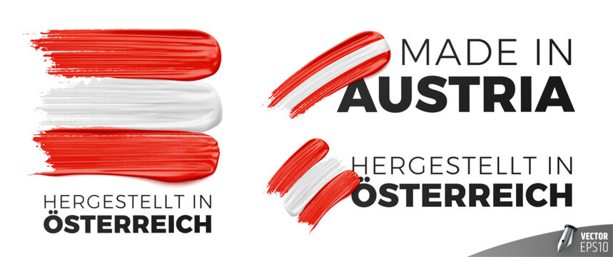 Vector made in Austria logos on a white background.
