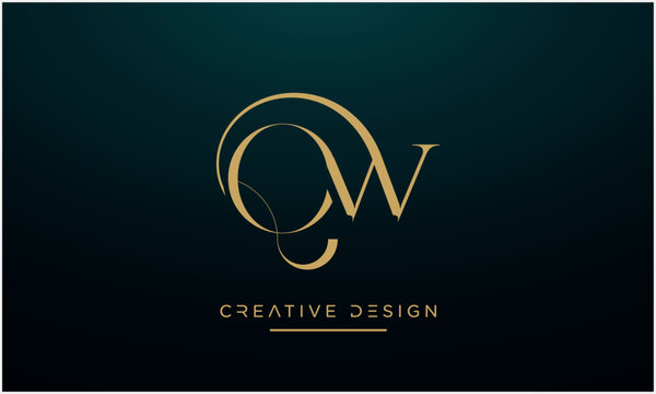 Alphabet letters QW or WQ logo monogram