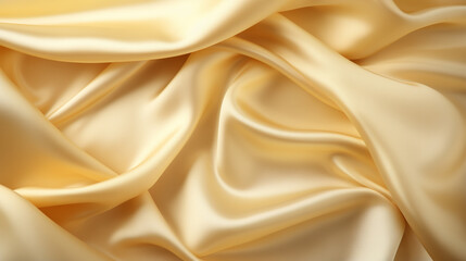 Obraz premium silk fabric of golden color, top view, background and pattern from natural material.