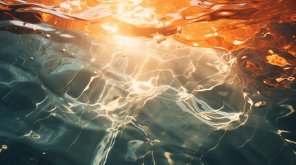 background of water with ripples and light reflected in it - obrazy, fototapety, plakaty