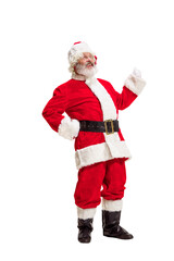 Joyful, smiling senior bearded man in glasses, Santa Claus isolated on transparent background. Main winter character. Concept of winter holidays, Christmas and New Year, celebration, merry time