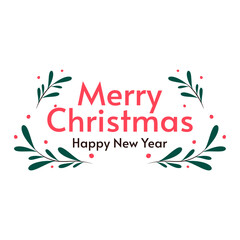 Merry Christmas banner. Christmas holly berry leaves isolated. Cute holly isolated on white background. Vector illustration. Template.