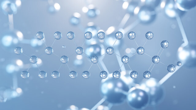 perfluorooctanesulfonic acid molecular structure 3d, flat model, pfos, structural chemical formula view from a microscope