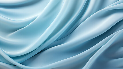 Fototapeta premium light blue silk fabric, top view, background and pattern from natural material.
