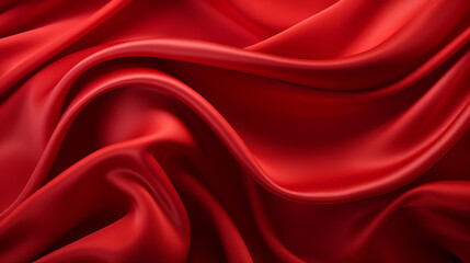 Obraz premium red silk fabric, top view, background and pattern from natural material.