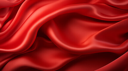 Obraz premium red silk fabric, top view, background and pattern from natural material.