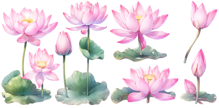 Lotus watercolor illustration clipart. Generative AI