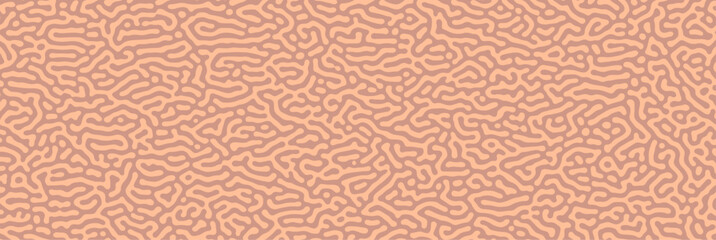 Horizontal natural coral pattern, peach fuzz abstract poster design with reaction diffusion ornament.
