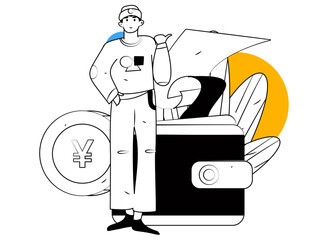 Internet financial management investment flat vector concept operation hand drawn illustration
