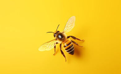 Creative animal concept. Bee over pastel bright background.