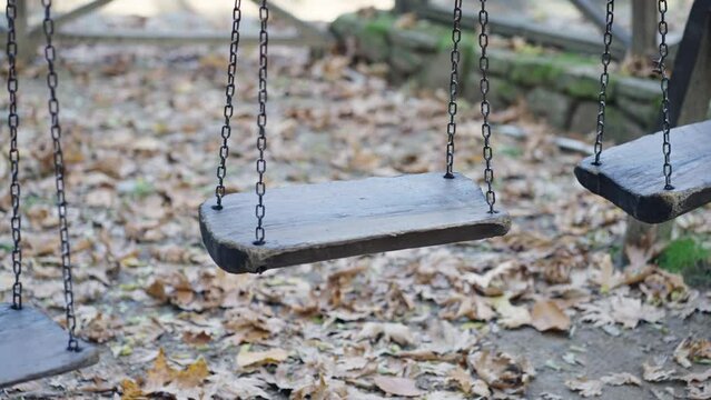 Chain swing in empty park, slow motion