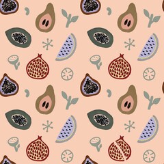 Seamless 2d fruit illustration background