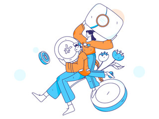 Internet financial management investment flat vector concept operation hand drawn illustration
