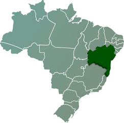BAHIA province of BRAZIL 3d isometric map