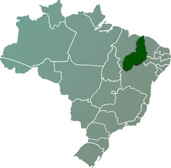 Fototapeta na wymiar PIAUI province of BRAZIL 3d isometric map