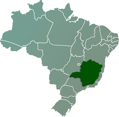 MINAS GERAIS province of BRAZIL 3d isometric map