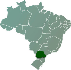 PARANA province of BRAZIL 3d isometric map