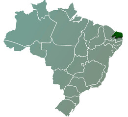 RIO GRANDE DO NORTE province of BRAZIL 3d isometric map