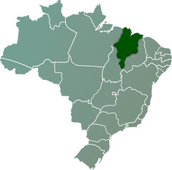 MARANHAO province of BRAZIL 3d isometric map