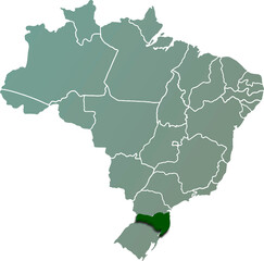 SANTA CATARINA province of BRAZIL 3d isometric map