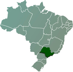 SAU PAULO province of BRAZIL 3d isometric map