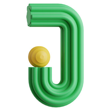 Creative Geometric 3D Illustration of Letter J