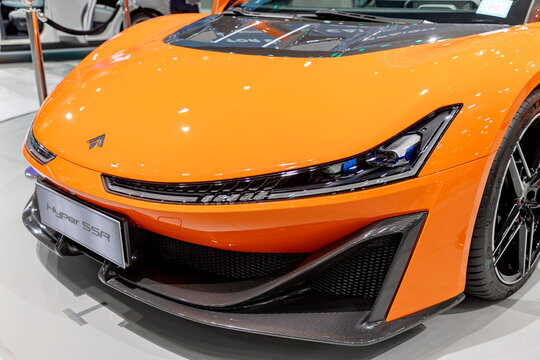 Nonthaburi, Thailand - Dec 6, 2023:  GAC AION Hyper SSR (Acceleration from 0 &ndash; 100 kmph in 1.9 seconds) in the Motor Expo 2023 IMPACT Challenger Hall 1 - 3 Muang Thong Thani between 30 Nov. - 11 Dec.