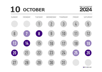 葬儀関係に必須の2024年10月の友引カレンダー 日曜始まり