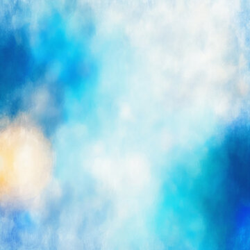 Watercolor illustration art abstract blue color texture background, clouds and sky pattern. Watercolor stn with hand pnt, cloudy pattern on watercolor paper for wallpaper banner and any design.