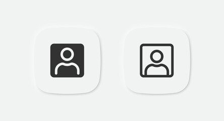 User icon. Avatar in the square symbol. Profile signs. Default account symbols. Person, people, member icons. Vector isolated sign.
