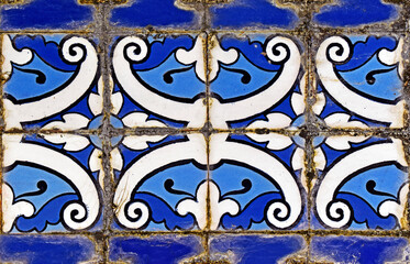 Tiles on kiosk ruins (Quiosque das Lendas) in Teresopolis, Rio de Janeiro, Brazil
