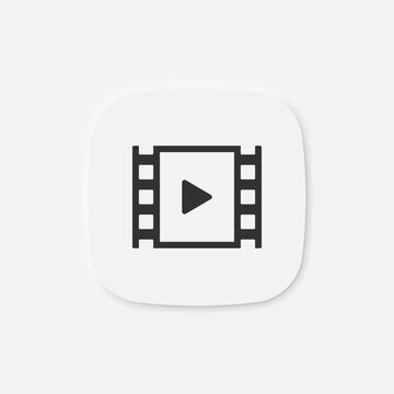 Video play icon. Movie symbol. Film roll signs. Media clip symbols. Music and audio entertainment icons. Vector isolated sign.